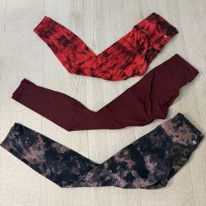 Lululemon athletica Align Red Tie Dye , Burgundy, and Black tie dyeLeggings SZ4
